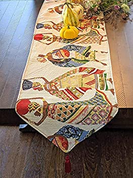 【中古】【輸入品・未使用】DaDa テーブルランナー フェスティブ 編み カラフルなフェイクニードルポイントタペストリー コットンリネン ダイニングマット 13%ダブルクォーテ% x
