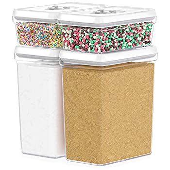 【中古】【輸入品・未使用】DWELLZA KITCHEN 大型気密食品保存容器 - 食品パントリー&キッチンストレージコンテナ 砂糖 小麦粉 ベーキング用品 - 4個セット クリアプラスチ