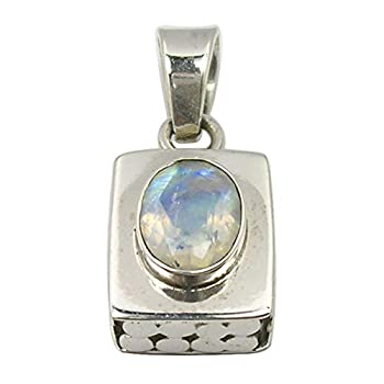 【中古】【インポート品・未当て嵌める】SilverStarJewel 925ソリッドスターリングシルバー レインボームーンストーンネックレスペンダント 1in その他-ジュエリー・アクセサリー