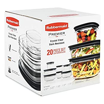 【中古】【輸入品・未使用】Rubbermaid プレミア クリスタルクリア 汚れにくい 20個セット グレー蓋