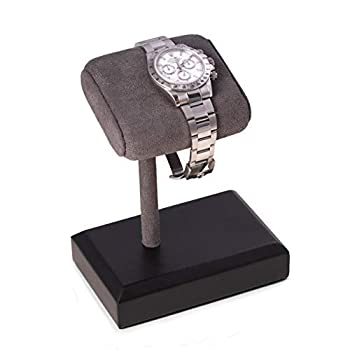 【中古】【輸入品・未使用】Bey-Berk マットブラック シングルウォッチディスプレイスタンド グレースエードクッション付き
