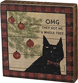 【中古】【輸入品・未使用】PBK Cat Lover Oh My God They Got Me A Whole Tree 装飾木製ブロックサイン 5x5