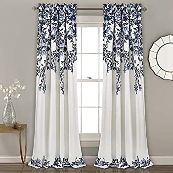 【中古】【インポート品・未当て嵌める】Tanisha Room Darkening Window Curtain Panels Navy/White 52X95+2 Set