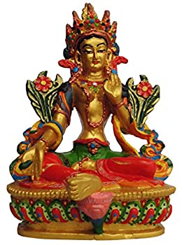【中古】【輸入品・未使用】アジアン雑貨 ネパール仏像 グリーンターラー ペインティング仕様 BTS-58 [並行輸入品]