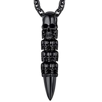 【中古】【輸入品・未使用】FaithHeart ゴシックスカルネックレス ステンレススチール パンクジュエリー メンズ スケルトンペンダントネックレス クールな弾丸 カスタマイズ|スカイマーケットプラス