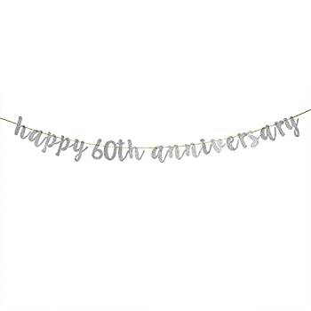 【中古】【輸入品・未使用】グリッターシルバー 60周年記念バナー - 60歳の誕生日バナー - 60歳の誕生日バナー - 結婚60周年記念パーティー バンティングデコレーション｜スカイマーケットプラス