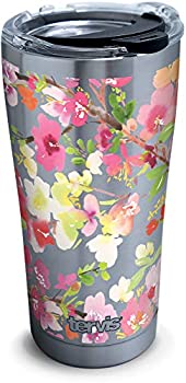 【中古】【輸入品・未使用】Tervis Yao Cheng Sakura フローラル ステンレススチール ハンマー蓋付き 20oz シルバー 1335167