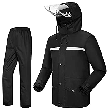 【中古】【インポート品・未当て嵌める】iCreek レインスーツジャケット\u0026ズボン 背広 雨合羽 ユニ一発やる アウトドア 雨合羽 傷押しとどめる US 大きさ: XXL-USA 色つや: 黒いこと