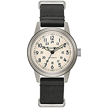 【中古】【インポート品・未当て嵌める】Bulova メンズ ミリタリー ハッキング 御覧になる 黒いことなめし革 NATO同盟罷工一回り (ひな形:96A246)