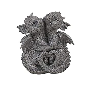 【中古】【輸入品・未使用】Pacific Giftware ガーデンドラゴン ラブリー カップル ガーデンディスプレイ 装飾 アクセント 彫刻 ストーン仕上げ 高さ4.75インチ