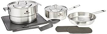 【中古】【インポート品・未当て嵌める】Stanley Even Heat Camp Pro 膳立て手道具仕掛ける 11点 難民キャンプ用膳立て手道具仕掛ける ステンレス鋼スチール写真鍋とフライパン 勝手もと設備 蓋 クッキングアクセサ