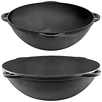【中古】【輸入品・未使用】Kazan Uzbek 12L 鋳鉄鍋 プロブ 調理器具 断熱 ダブルハンドル パン 広口皿 ヘビーデューティー オーブン 蓋付き|スカイマーケットプラス