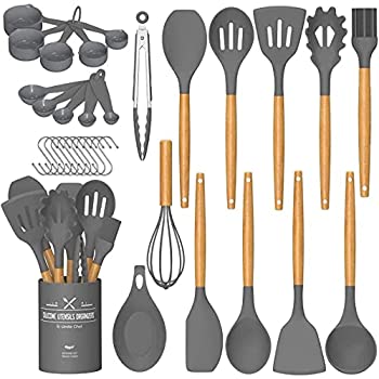 【中古】【輸入品・未使用】Umite Chef キッチン調理用具セット 33点 ノンスティックシリコン調理キッチン用品 スパチュラセット ホルダー付き 木製ハンドル 耐熱シリコンキ｜スカイマーケットプラス