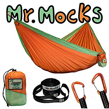 【中古】【インポート品・未当て嵌める】Mr. Mocks ダブルハンモック 軽さツリーストラップ 軽銀カラビナ 飾り気の無い原材料サック 旅するやキャンプハンモックに至適 (桃) キッチン用品・食器・調理器具-その他