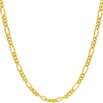 【中古】【輸入品・未使用】LIFETIME JEWELRY 3.5mm フィガロチェーンネックレス 男女兼用 24Kゴールドメッキ%カンマ% 金属%カンマ%|スカイマーケットプラス