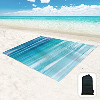 【中古】【インポート品・未当て嵌める】Hiwoss 砂浜毛布 厚地の外套大きさ 95in x 80in 砂浜引っ敷き 砂不当て嵌める 雨合羽 端っこ衣嚢付き添い人 ポータブルメッシュバッグ