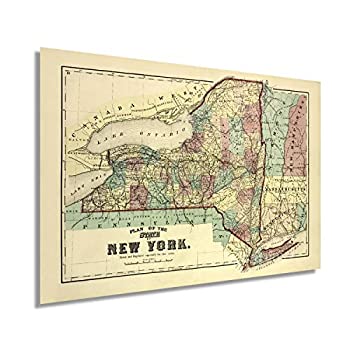 【中古】【輸入品・未使用】Historix ビンテージ 1875 ニューヨーク州地図 - 16x24インチ ビンテージ地図 壁アート - ニューヨークの歴史的な地図 - ニューヨーク州ポスター