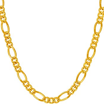 【中古】【輸入品・未使用】LIFETIME JEWELRY 5.5mm ラウンドフィガロチェーンネックレス 24K純金メッキ%カンマ% 金属%カンマ%