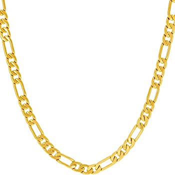 【中古】【輸入品・未使用】Lifetime Jewelry 4mm フラットフィガロチェーンネックレス 男女兼用 24Kゴールドメッキ ゴールド