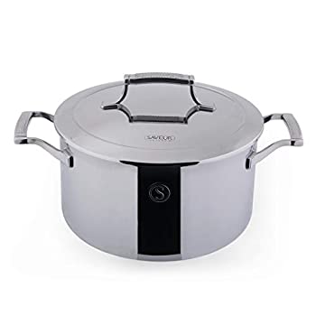 【中古】【インポート品・未当て嵌める】SAVEUR SELECTS 3層ステンレス鋼鋼 6クオート 蓋付き添い人店卸し資産ポット IH相応う 食洗機相応う Voyage続きもの
