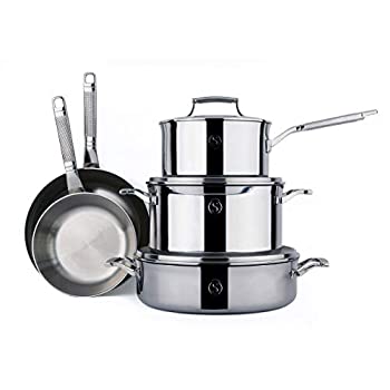 【中古】【輸入品・未使用】SAVEUR SELECTS 3層ステンレススチール調理器具セット 8点セット 必需品の鍋とフライパン5個 交換可能な蓋3個 誘導準備 食洗機対応 Voyageシリー｜スカイマーケットプラス