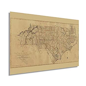 【中古】【輸入品・未使用】Historix ビンテージ 1808 ノースカロライナ州地図 - 16x24インチ ヴィンテージマップ ノースカロライナ州 ウォールアート - ノースカロライナ州