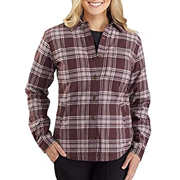 【中古】【輸入品・未使用】Carhartt Women's Rugged Flex Relaxed Fit Flannel Fleece-Lined Plaid Shirt%ｶﾝﾏ% Deep Wine%ｶﾝﾏ% X｜スカイマーケットプラス