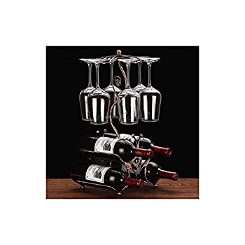 【中古】【輸入品・未使用】Cicodona ワインラックとワイングラスホルダー ワインボトル4本とグラス6本を収納可能 ホームキッチン装飾&キッチン収納ラック
