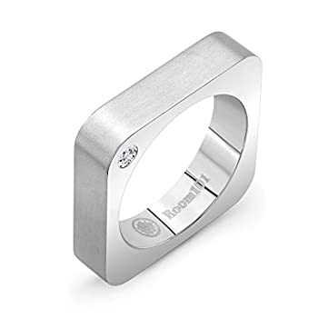 【中古】【輸入品・未使用】Room101 ステンレススチール 6mm メンズ スクエアリング - スタイルとサイズをお選びください｜スカイマーケットプラス