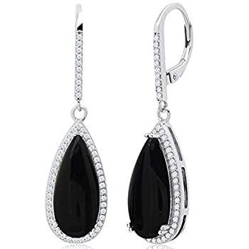 【中古】【輸入品・未使用】ペアカット 宝石とホワイトトパーズ ヘイロー ダングル レバーバック イヤリング スターリングシルバー (18x8mm)