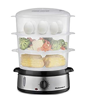 【中古】【インポート品・未当てはめる】Elite Gourmet Maxi-Matic 灯かり食料雑貨類 蔬菜スチーマー BPA無償性 3段積み重ね能力のある 入れ子式提げ篭御盆 自動小銃立ちはだかる60分タイマー 800W 9.5クォー