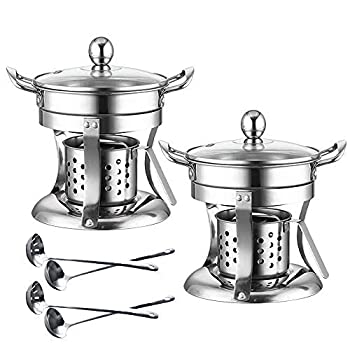 【中古】【輸入品・未使用】2パック シャブホットポット ステンレススチール 擦れ皿 アルコールホットポット シングルミニクッキングポット 調理器具非磁性 アルコールバー