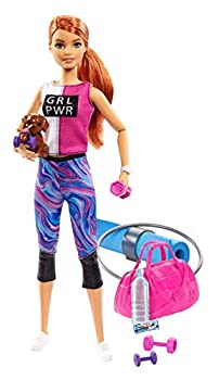 【中古】【輸入品・未使用】?Barbie Fitness Doll%ｶﾝﾏ% Red-Haired%ｶﾝﾏ% with Puppy and 9 Accessories%ｶﾝﾏ% Including Yoga Mat with Strap%ｶﾝﾏ% Hula Hoop and Weights%ｶﾝ