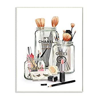 【中古】【輸入品・未使用】Stupell Industries ファッションブランド メイソンジャー入りメイクアップ グラムデザイン Ziwei Li Artによるデザイン 10 x 0.5 x 15 壁飾り|スカイマーケットプラス