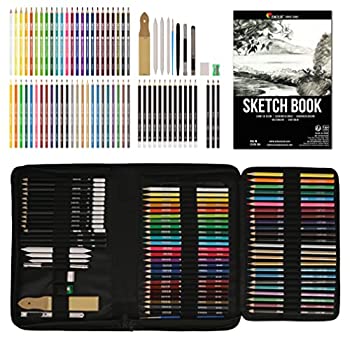 【中古】【インポート品・未当て嵌める】74コ入り口・入口下書き仕かける用仕かける - 未経験者または労働者階級向け、水彩画色鉛筆24本、色鉛筆12本、メタリックカラー色鉛筆12本、木筆12本、属する品 - スケ 筆記具-色鉛筆-日用品雑貨・文房具・手芸