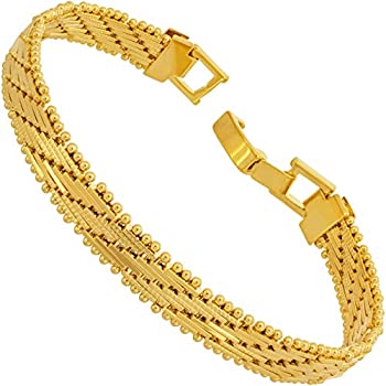 【中古】【輸入品・未使用】LIFETIME JEWELRY 7mm ヴィンテージ フラット バスケット ウィーブ ブレスレット 24K 純金メッキ 男女兼用%ｶﾝﾏ% 金属%ｶﾝﾏ% 17,907円