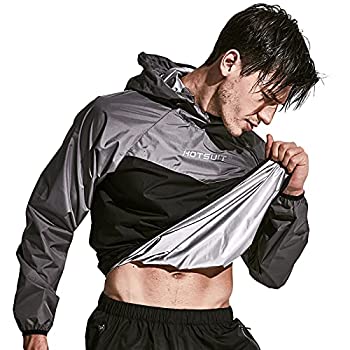 【中古】【インポート品・未当て嵌める】HOTSUIT メンズ サウナ背広 スウェットサウナジャケット ズボン下 体育館 細工物アウト スエットスーツ 薄墨色 S