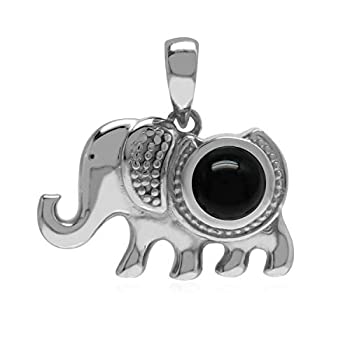 【中古】【輸入品・未使用】Silvershake 天然ブラックオニキス 925スターリングシルバー エレファントチャームペンダント|スカイマーケットプラス