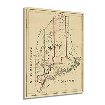【中古】【インポート品・未当て嵌める】HISTORIX ヴィンテージ 1820 メイン州軍用地図 - 18x24in メイン州 ビンテージ軍用地図 - 壁軍用地図 メイン州 ウォール作物 - ヴィンテージ メイン州