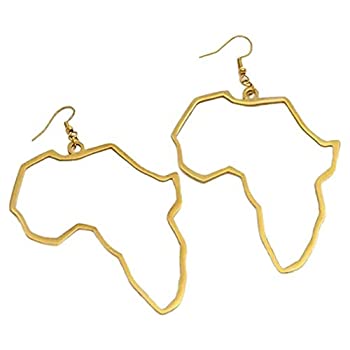 【中古】【輸入品・未使用】ファッション ゴールド アフリカ地図 ホロー アウト ドロップ ダングル イヤリング ガールズ レディース ミニマリストデザイン イヤリング ゴー
