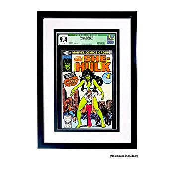 【中古】【輸入品・未使用】Coinz Comics コミックブックフレーム 白黒 無酸マットボード UVカットポリ面 CGC CBCSグレードコミック対応 壁掛け式 ノコギリハンガー付き
