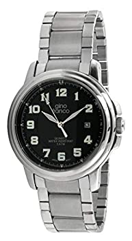 【中古】【インポート品・未当て嵌める】Gino Franco メンズ ステンレス鋼スチール写真 古典派音楽 ラウンドウォッチ 腕輪付き添い人 黒いこと 腕時計-その他