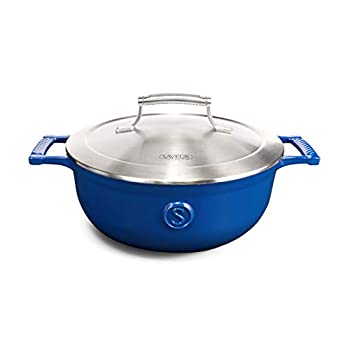 【中古】【輸入品・未使用】SAVEUR SELECTS エナメル鋳鉄製 3-1/2クォート ステンレススチール製蓋付き クラシックブルー 航海シリーズ