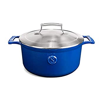 【中古】【インポート品・未当て嵌める】SAVEUR SELECTS エナメル鋳鉄キャセロール 5クオート ダッチオーブン ステンレス鋼スチール写真蓋付き添い人 古典派音楽青碧 Voyage続きもの