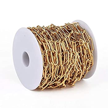 【中古】【輸入品・未使用】UR URLIFEHALL 10mゴールド304ステンレススチール ペーパークリップチェーン 細長ケーブルチェーン スプール付き 溶接なし ジュエリー作り用