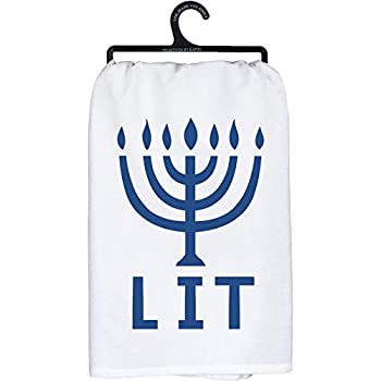 【中古】【インポート品・未当て嵌める】Primitives by Kathy キッチンディッシュタオル - Let\u0027s Get Lit マルチ色つや 28x28