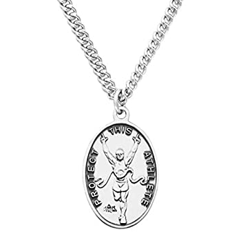【中古】【輸入品・未使用】Rosemarie's 宗教ギフト メンズ スターリングシルバー 聖クリストファー Protect This Athlete スポーツメダルペンダントネックレス トラック 24