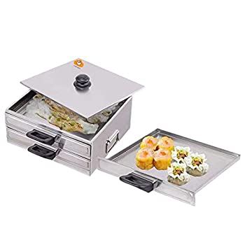 【中古】【輸入品・未使用】E-KEYWAY トップオープン 中華米麺ロール 食品スチーマー 予備トレイ付き ステンレススチール 四角い段/レイヤー 料理 広東省レシピ 調理器具(Ti