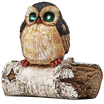 【中古】【輸入品・未使用】LINSBO フクロウガーデンスタチューツリー装飾 ソーラーLEDライト付き アウトドア樹脂彫刻 ピーカー 庭 アート 芝生
