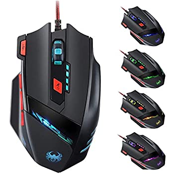 【中古】【インポート品・未当てはめる】Zelotes ゲーミングマウス 有線 9200DPI 8名取り草 エルゴノミックゲームコンピュータマウス USB RGB マイコンゲーミングマウス 黒いこと